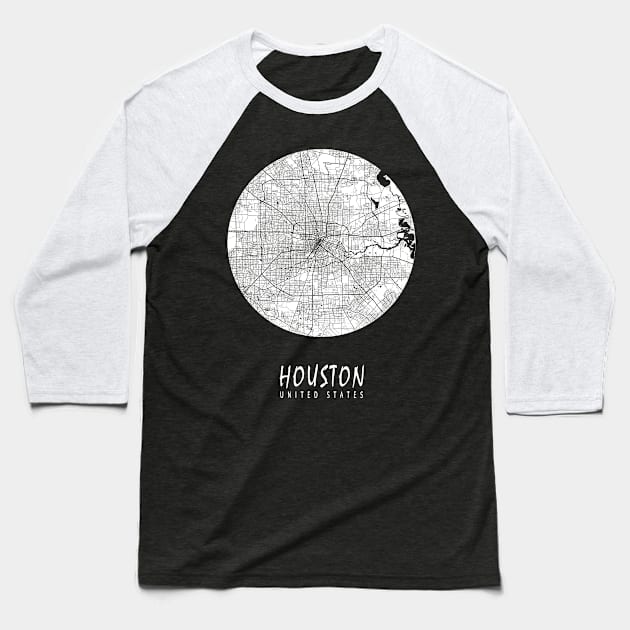 Houston, USA City Map - Full Moon Baseball T-Shirt by deMAP Studio